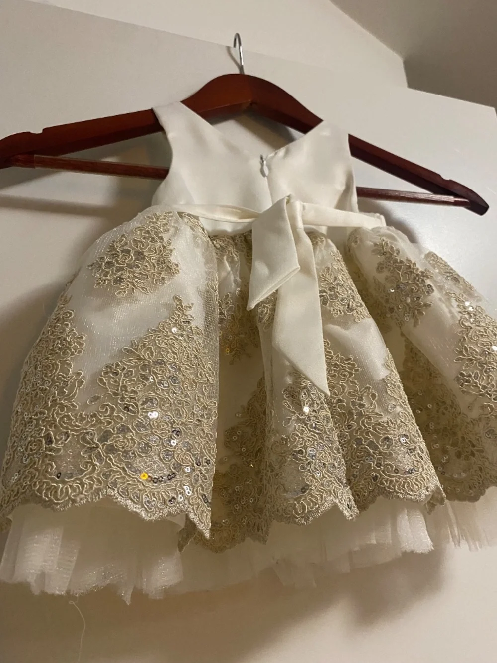 American Princess White/Gold Embellished Formal Dress- 12 Months